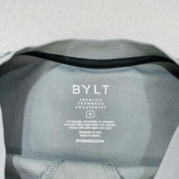 BYLT Sweatshirt Men Medium Grey Black Crewneck Premium Pullover Performance Tech - Picture 2 of 8